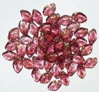 50 12mm Transparent Pink Gold Lustre Glass Leaf Beads